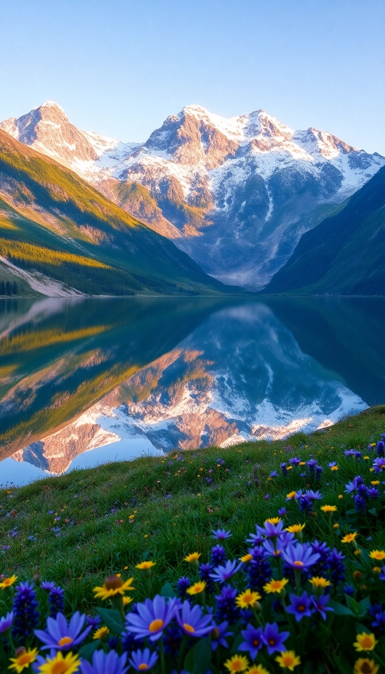 HD iPhone Spring Mountain Reflection Professional Background Royalty-Free Stock Image